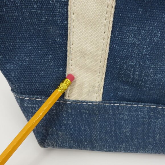 Lands End Small Solid Blue 3 Pocket Zip Top Canvas Tote Bag Crossbody D Rings - Picture 3 of 15